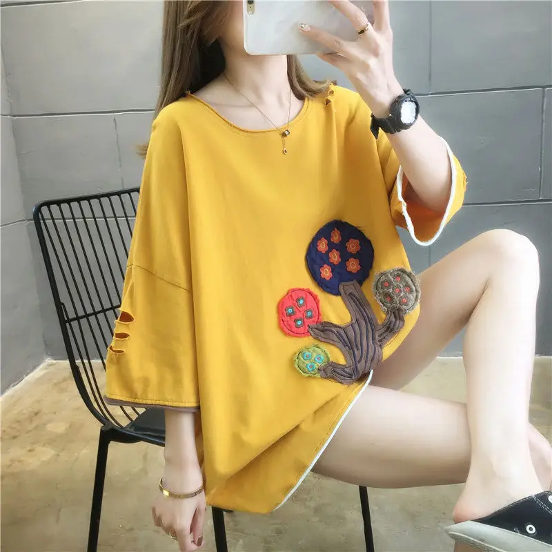 Plus Size Women'S Summer Dress Korean Version Of The New Student Embroidery Short-Sleeved T-Shirt Women'S Loose Top Ins Tide
Plus Size Women'S Summer Dress Korean Version Of The New Student Embroidery Short-Sleeved T-Shirt Women'S Loose Top Ins Tide