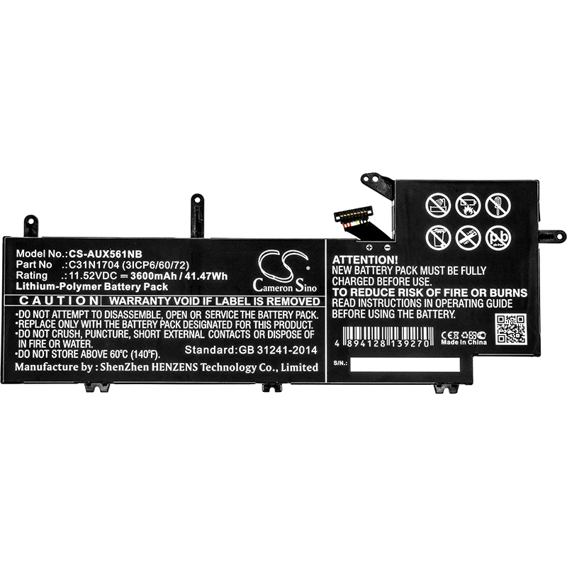 Cameron Sino Battery for Asus Q535U Q535UD Q535UD-BI7T11 UX561UD UX561UD-1A ZenBook Flip 15,0B200-02650000,C31N1704 (3ICP6/60/72
Cameron Sino Battery for Asus Q535U Q535UD Q535UD-BI7T11 UX561UD UX561UD-1A ZenBook Flip 15,0B200-02650000,C31N1704 (3ICP6/60/72
