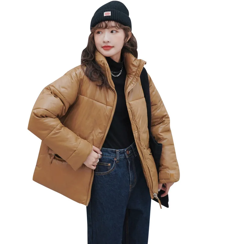 Women Winter Stand Collar Big Pocket Short Faux Leather Windproof Warm Coat Puffer Jacket Cotton Padded Parkas Overcoat
Women Winter Stand Collar Big Pocket Short Faux Leather Windproof Warm Coat Puffer Jacket Cotton Padded Parkas Overcoat