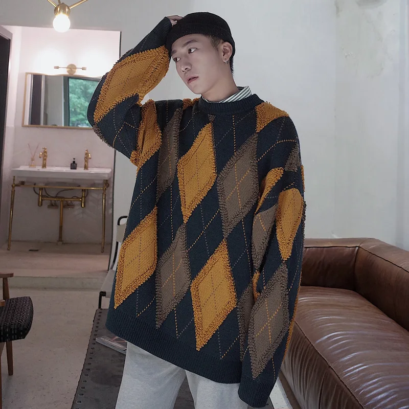 Diamond Lattice Brocade Sweater Men's Winter Thickened Design Sense Niche Knitwear Ruoshuai Fried Street Retro Coat
Diamond Lattice Brocade Sweater Men's Winter Thickened Design Sense Niche Knitwear Ruoshuai Fried Street Retro Coat