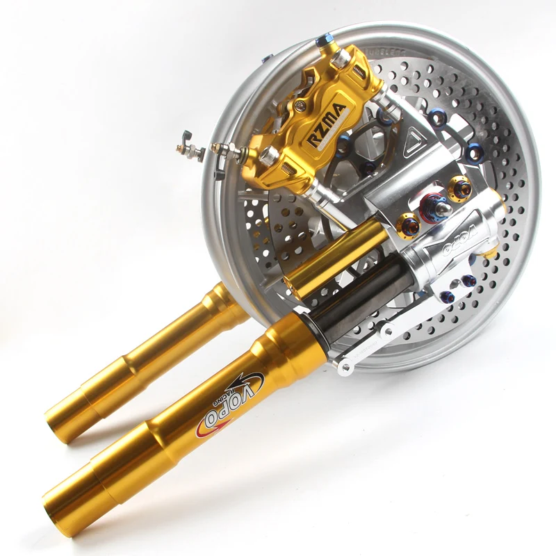 Motorcycle Front Suspension and Brake System Twin Brake with Triple Clamp for Yamaha Scooter Bws Cygnus Models Modification
Motorcycle Front Suspension and Brake System Twin Brake with Triple Clamp for Yamaha Scooter Bws Cygnus Models Modification