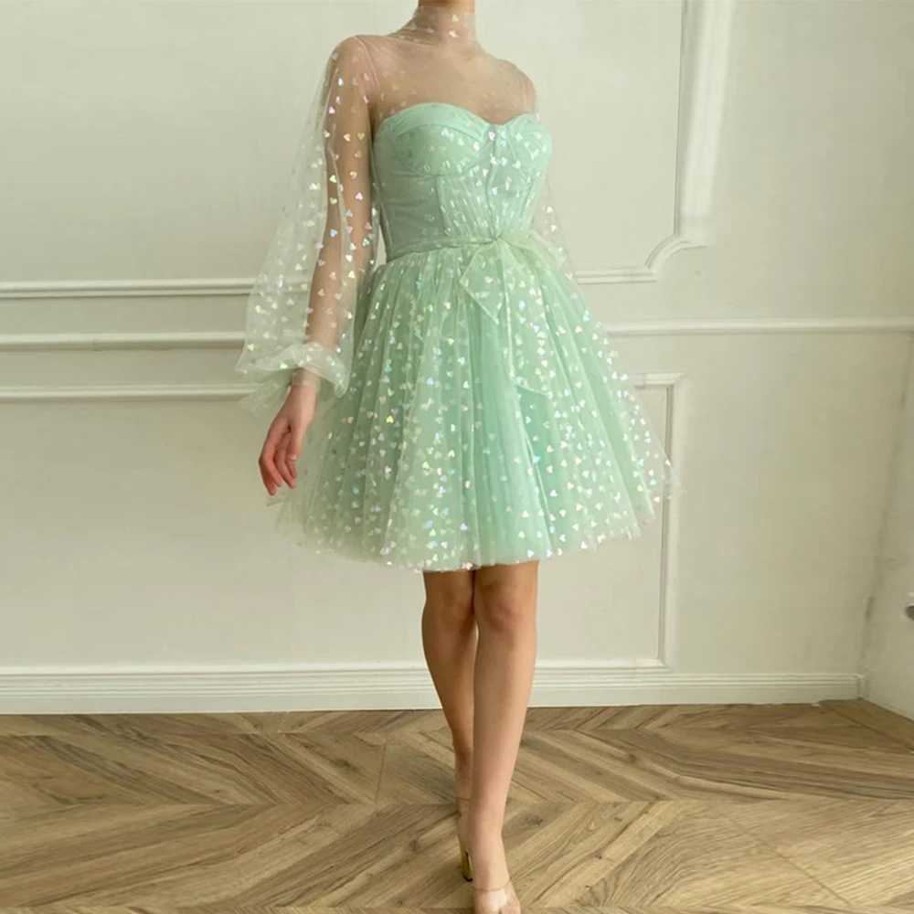 New Mini High Neck Sweet Prom Party Dresses Green Tulle Short Homecoming Birthday Gowns Simple Cute Cocktail Dresses With Girls
New Mini High Neck Sweet Prom Party Dresses Green Tulle Short Homecoming Birthday Gowns Simple Cute Cocktail Dresses With Girls