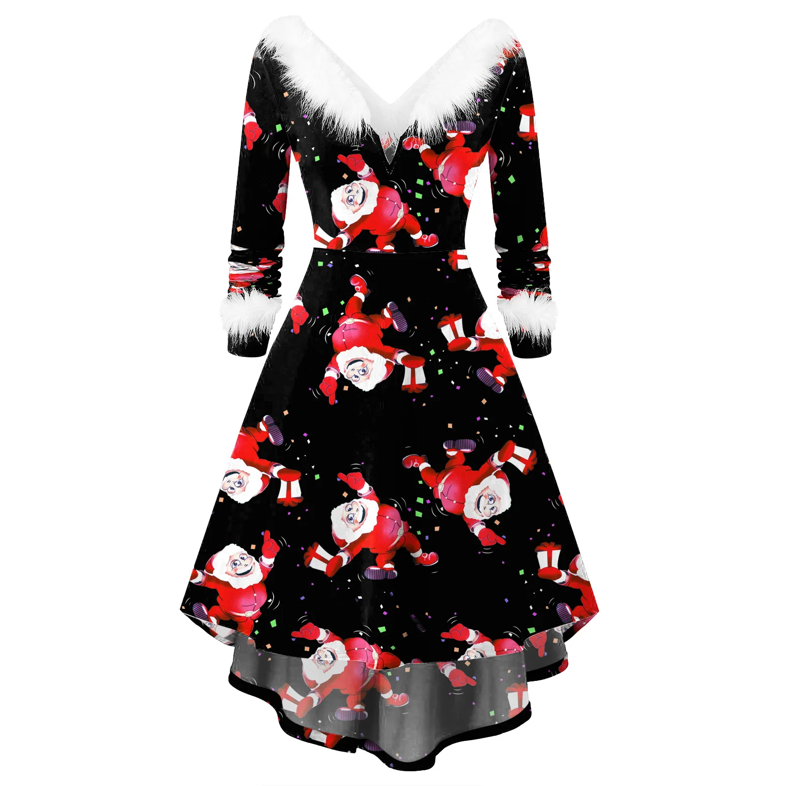 Women's Christmas artificial Plush long sleeve V-neck irregular dress dress winter fashion sexy new year party dress
Women's Christmas artificial Plush long sleeve V-neck irregular dress dress winter fashion sexy new year party dress