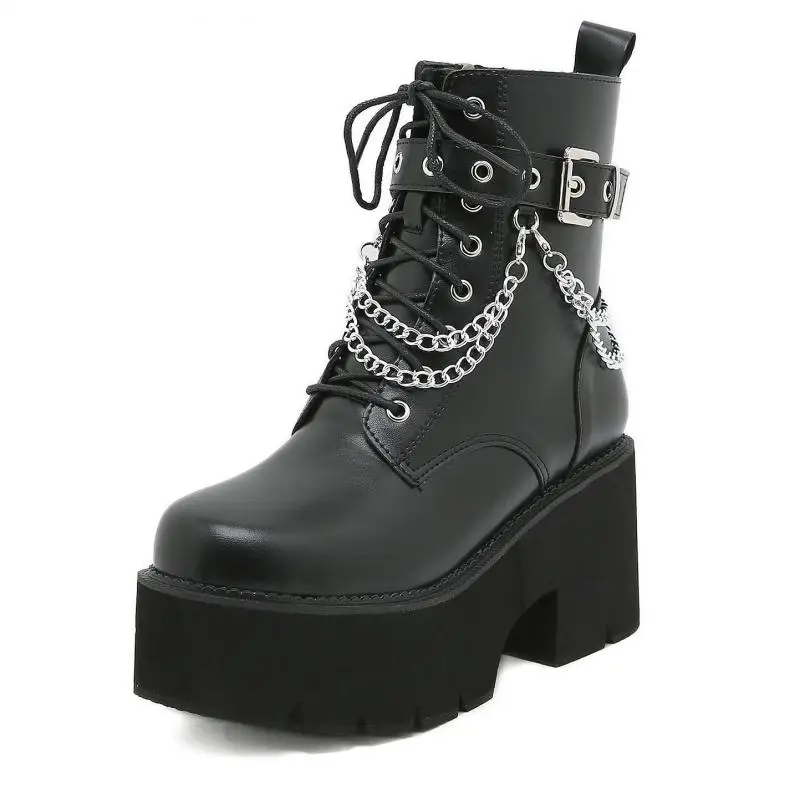 Женские мотоциклетные ботинки на платформе, ботинки на шнуровке с круглым носком, на молнии, осень 2021
Женские мотоциклетные ботинки на платформе, ботинки на шнуровке с круглым носком, на молнии, осень 2021