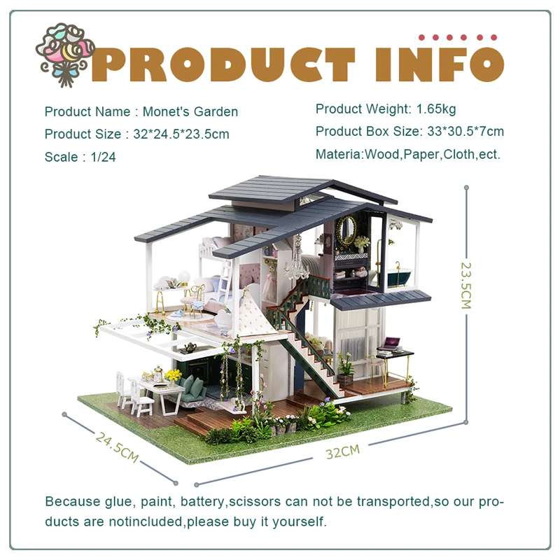 DIY Dollhouse Wooden Monet Garden Style Villa Doll Houses Miniature Furniture Kit Music Toys for Children A81
DIY Dollhouse Wooden Monet Garden Style Villa Doll Houses Miniature Furniture Kit Music Toys for Children A81