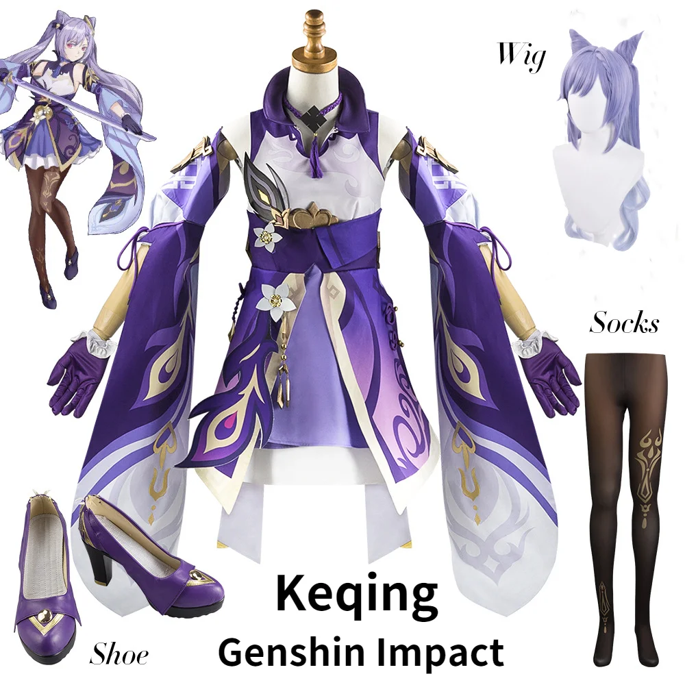 Anime Game Genshin Impact Keqing Cosplay Costume Wigs Shoes KEQING Dress Anime Uniforms Women Halloween Clothes for Women Girl
Anime Game Genshin Impact Keqing Cosplay Costume Wigs Shoes KEQING Dress Anime Uniforms Women Halloween Clothes for Women Girl