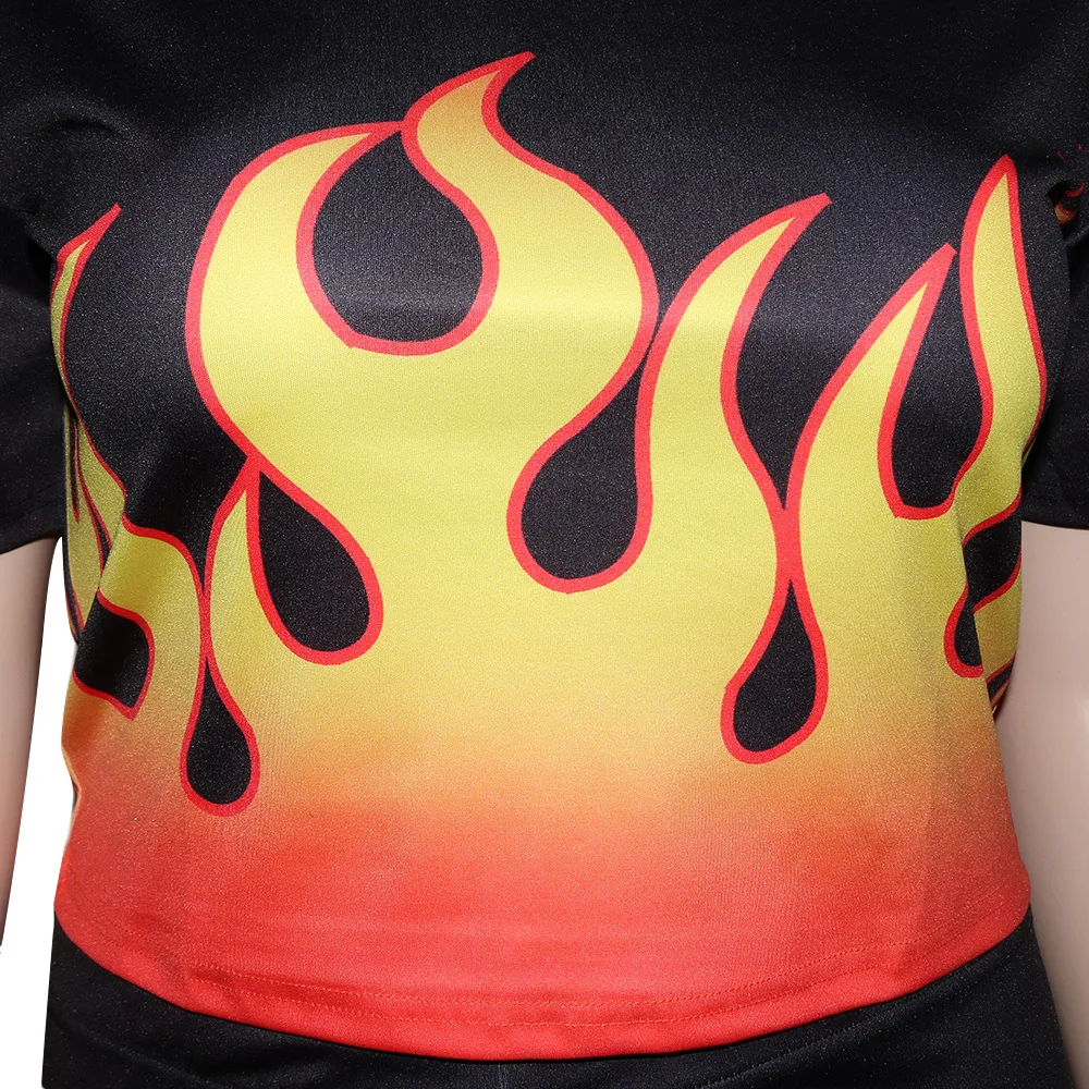 Summer New Womens Tracksuit Sports Pant Sets Casual Flame Printed Short Sleeve Suit
Summer New Womens Tracksuit Sports Pant Sets Casual Flame Printed Short Sleeve Suit