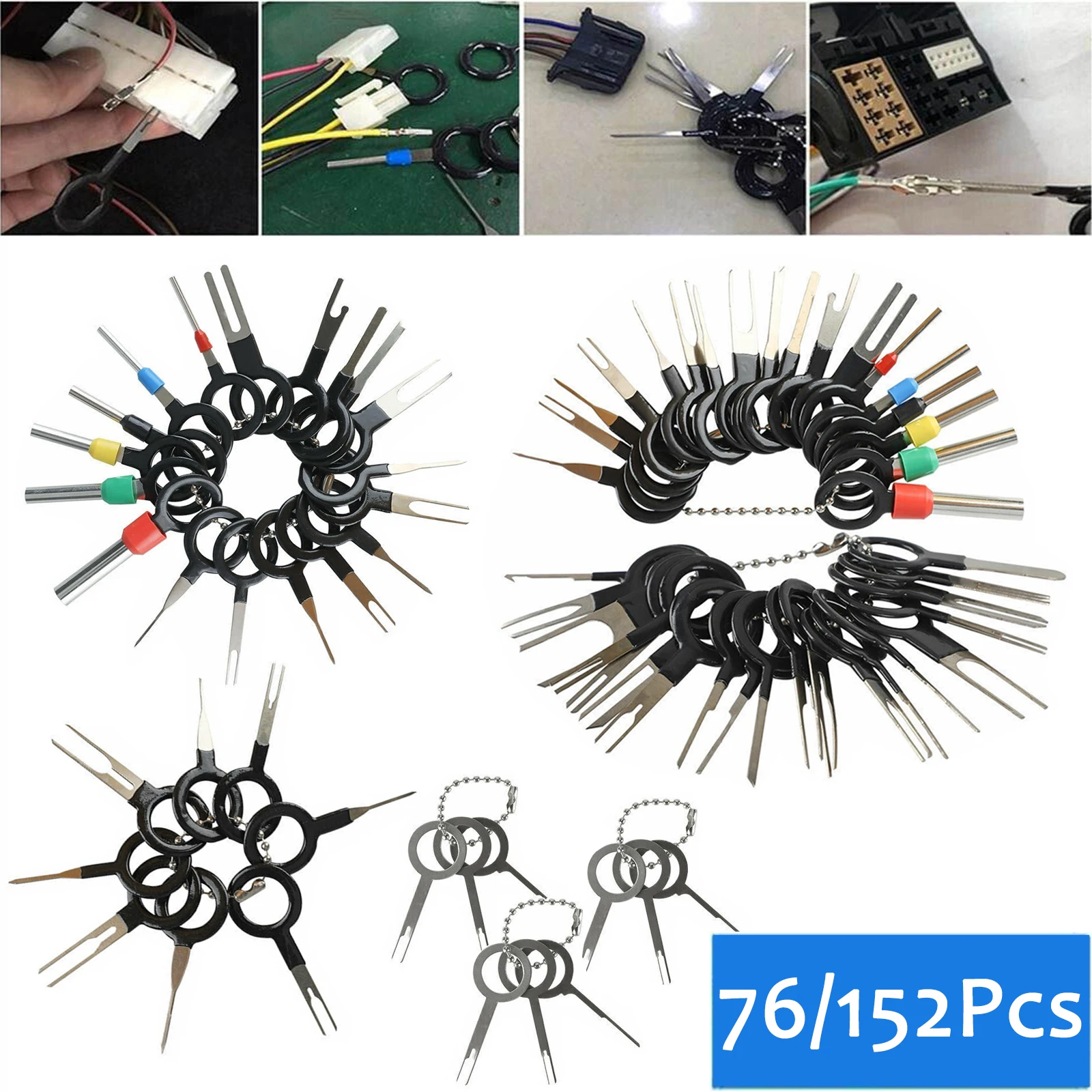 

76/152Pcs Terminal Ejector Kit Pin Extractor Removal Tool Electrical Wiring Crimp Connector Puller Hand Tools Set Dropshipping