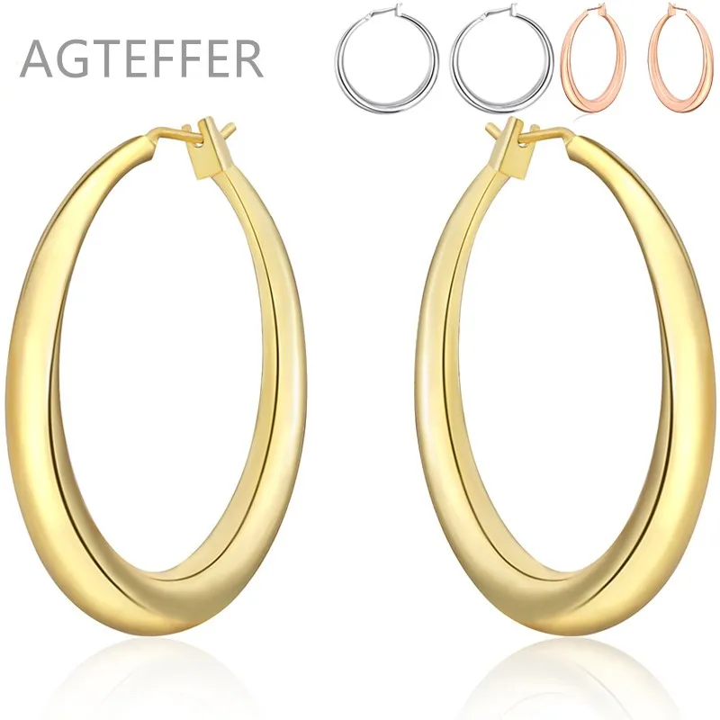 AGTEFFER 925 Sterling Silver/Rose Gold/Gold Smooth Circle Hoop Earrings For Woman Wedding Engagement Fashion Charm Jewelry
AGTEFFER 925 Sterling Silver/Rose Gold/Gold Smooth Circle Hoop Earrings For Woman Wedding Engagement Fashion Charm Jewelry