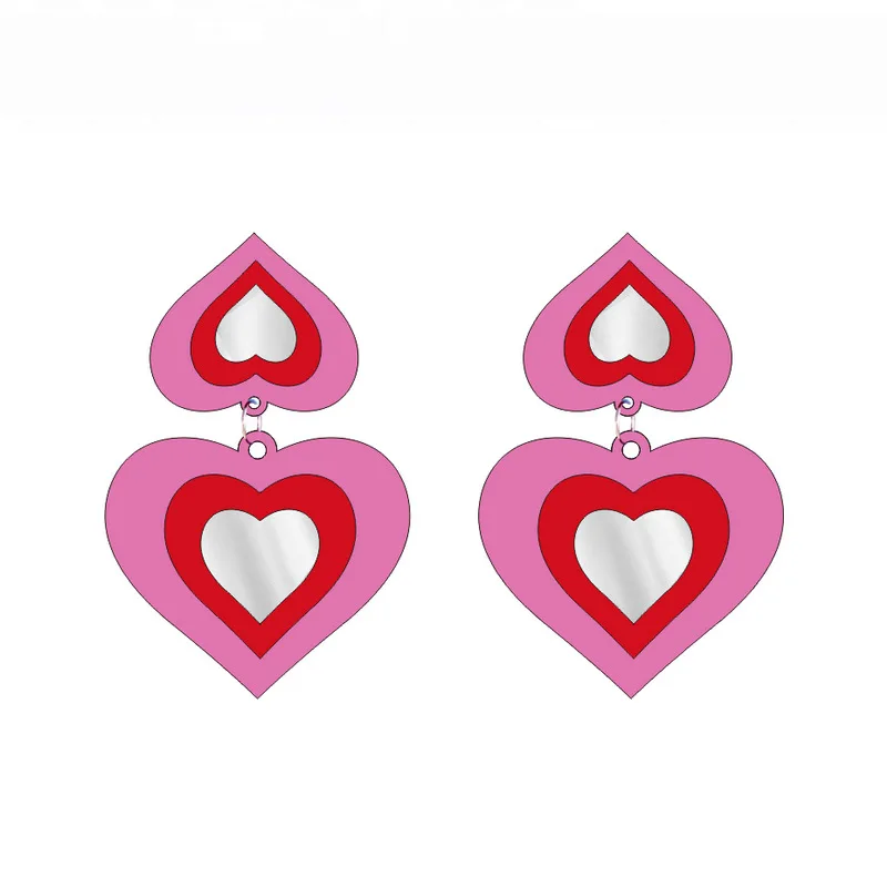 Mirror Acrylic Pink Double Heart Stud Earrings For Women Trendy Fashion Jewelry
Mirror Acrylic Pink Double Heart Stud Earrings For Women Trendy Fashion Jewelry