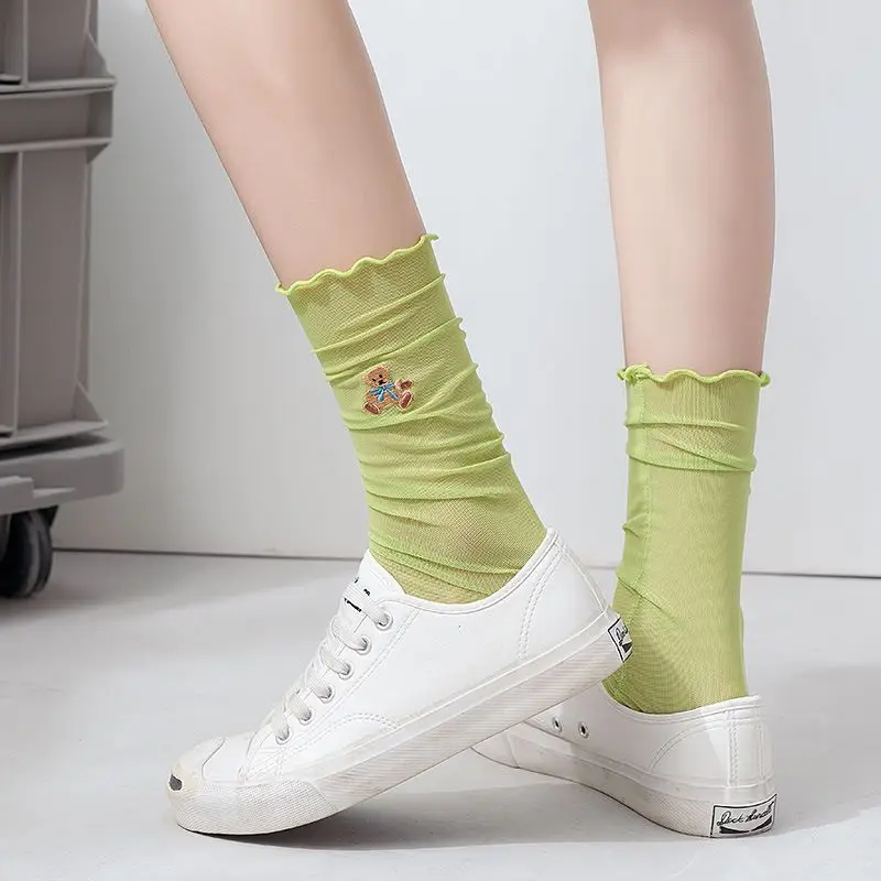 Woman Socks Candy Colors Middle Tube Soft Girl Spring Kawai Summer Ruffle Thin Bear Flower Solid Color Cool Korean Style
Woman Socks Candy Colors Middle Tube Soft Girl Spring Kawai Summer Ruffle Thin Bear Flower Solid Color Cool Korean Style