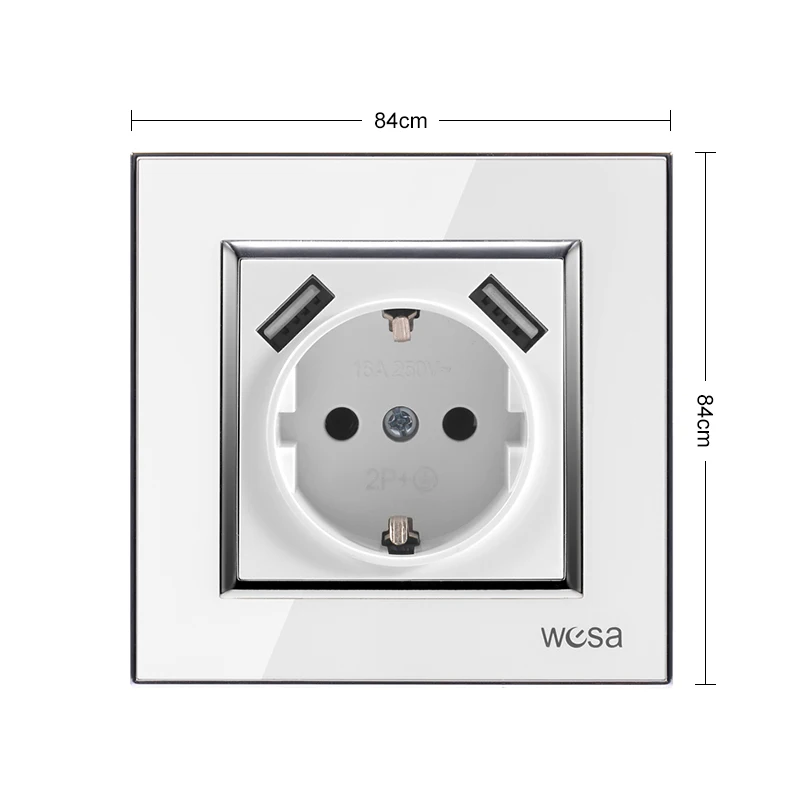 European Double USB One Socket Ground With White Acrylic Patch Frame Standard Wall Adapter 5v 2A Connector Output Socket
European Double USB One Socket Ground With White Acrylic Patch Frame Standard Wall Adapter 5v 2A Connector Output Socket