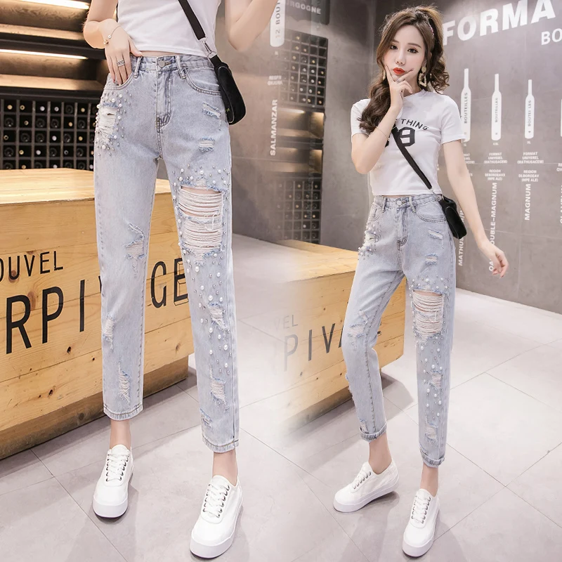 Ningsha 2020 Summer New Beads Rotten Big Ripped Beggar Pants High Waist Cropped Scheming Jeans Women's Fashion
Ningsha 2020 Summer New Beads Rotten Big Ripped Beggar Pants High Waist Cropped Scheming Jeans Women's Fashion
