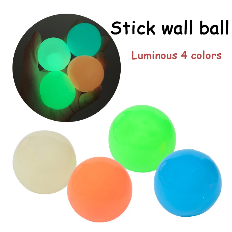 

Pop It Fidget Toys 45Mm Fluorescent Sticky Wall Ball Glow Decompression Squishy Popit Luminous Squeeze Adult Antistress Toy