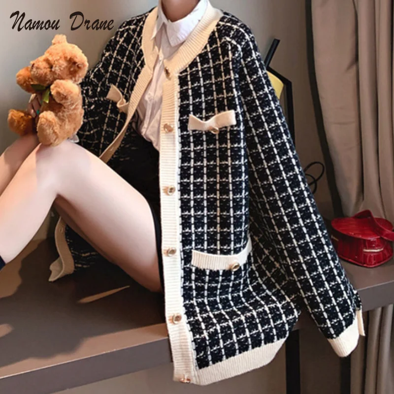 Namou Drane 2021 Spring and Autumn New Sweater Jacket Women's Knit Cardigan Houndstooth Low Round Neck Korean Loose
Namou Drane 2021 Spring and Autumn New Sweater Jacket Women's Knit Cardigan Houndstooth Low Round Neck Korean Loose