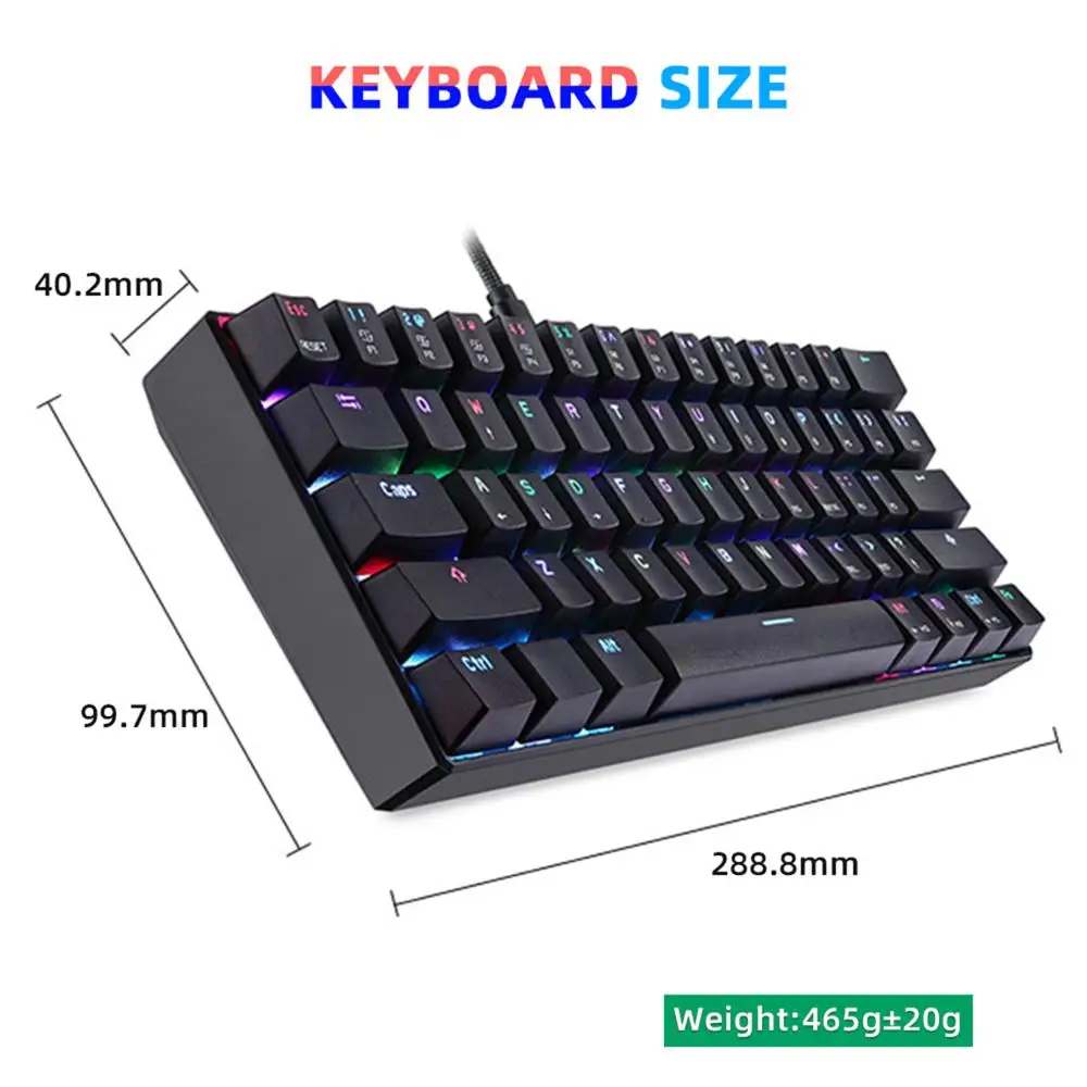Клавиатура игровая механическая с русской раскладкой RGB-подсветкой 60% размера |