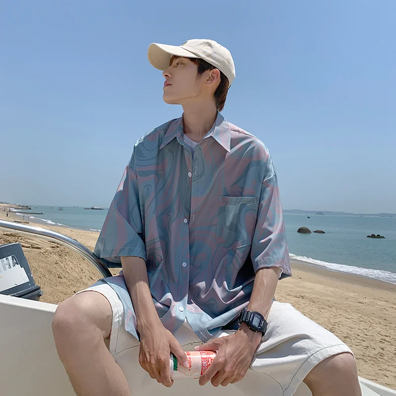 Summer Tie-dye Shirt Men's Fashion Printed Casual Shirt Men Korean Loose Short-sleeved Shirts Mens Hawaiian Shirt M-2XL
Summer Tie-dye Shirt Men's Fashion Printed Casual Shirt Men Korean Loose Short-sleeved Shirts Mens Hawaiian Shirt M-2XL