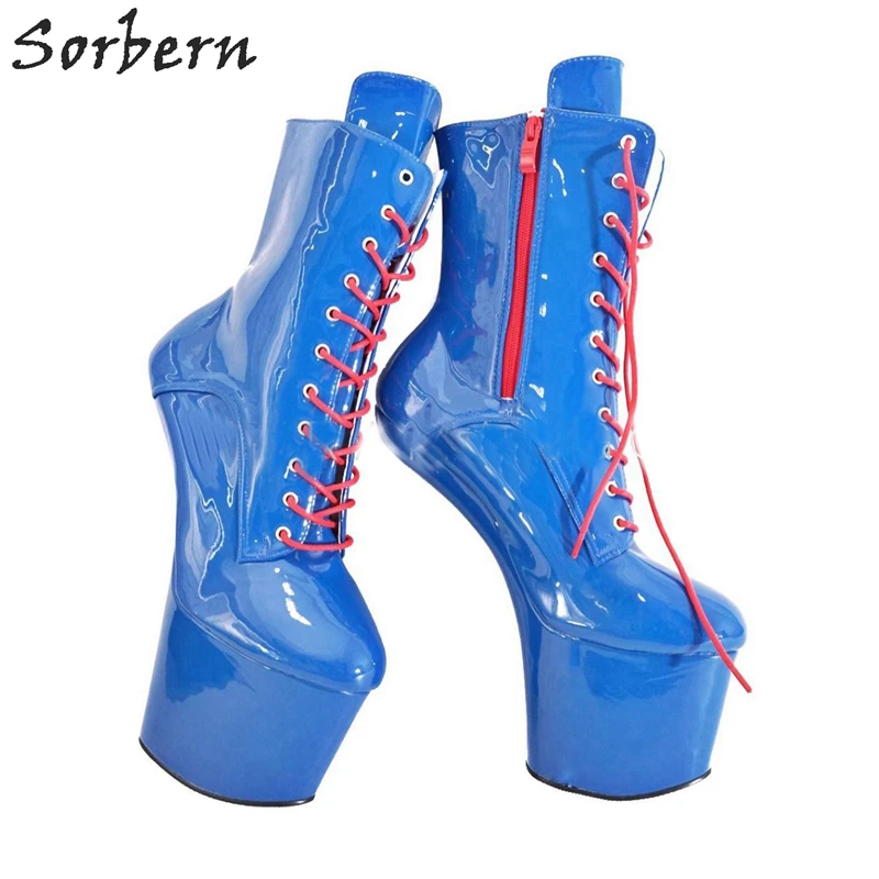 Sorbern Sexy Hoof Heel 20cm Fetish Boots Mid-calf Women Shoes 9cm Platform High Heels Shiny PU Halloween Vamp Plus Size 34-46
Sorbern Sexy Hoof Heel 20cm Fetish Boots Mid-calf Women Shoes 9cm Platform High Heels Shiny PU Halloween Vamp Plus Size 34-46