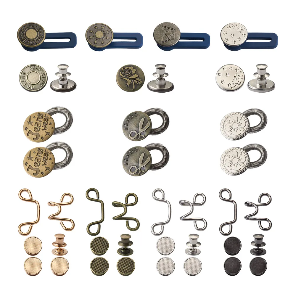 

1Set Detachable Jeans Buttons Fastener Pin Jewelry Alloy Retractable Buckle Buttons Clasp For Jewelry Making Garment Accessories
