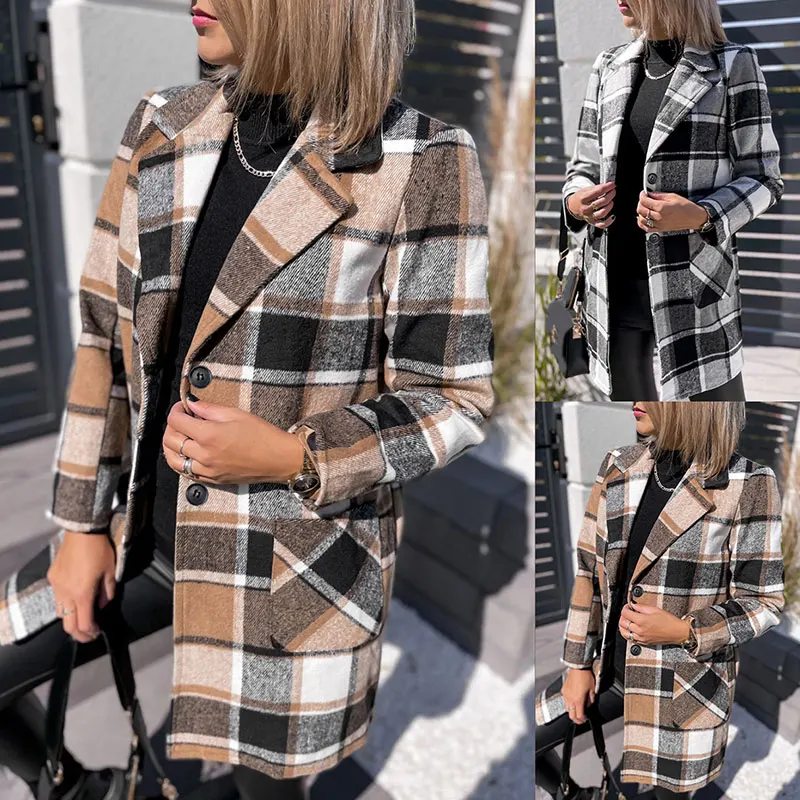 Vintage Women 2021 Long Sleeve Woolen Coats Long Sleeve Jacket Parkas Overcoat Outwear Coat Winter Warm Plaid Woolen Coats
Vintage Women 2021 Long Sleeve Woolen Coats Long Sleeve Jacket Parkas Overcoat Outwear Coat Winter Warm Plaid Woolen Coats