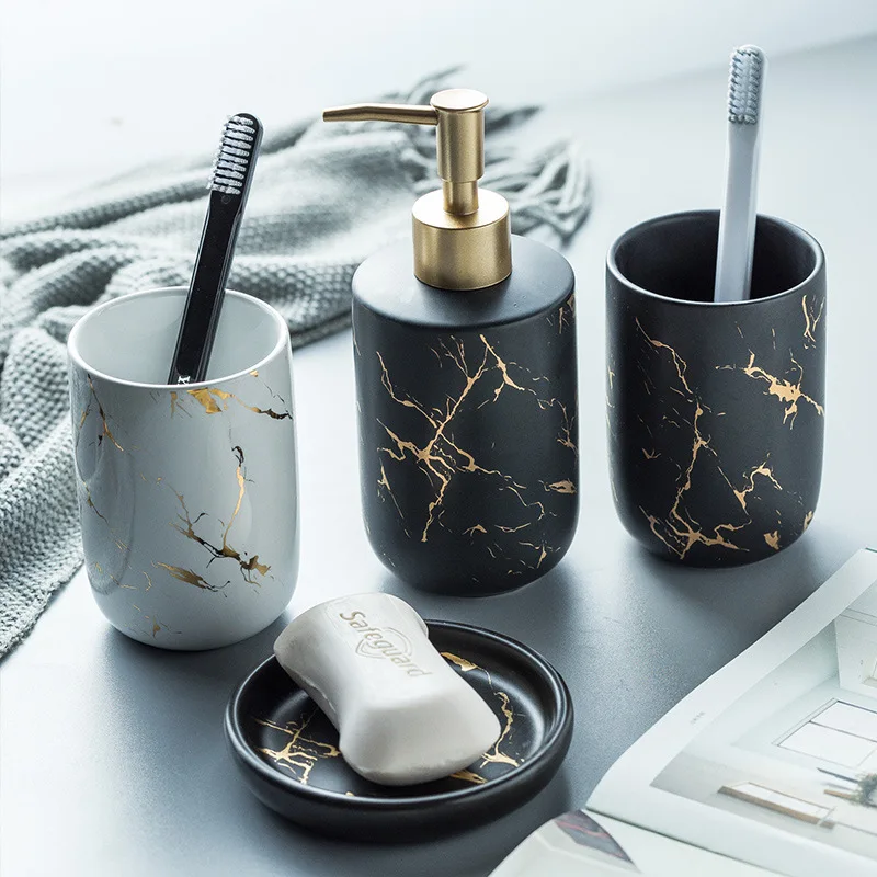 Ceramic Bathroom Accessory Set Bathroom Accessory Set Dish Ceramic imitation marble Washing Tools Bottle Mouthwash Cup Soap
Ceramic Bathroom Accessory Set Bathroom Accessory Set Dish Ceramic imitation marble Washing Tools Bottle Mouthwash Cup Soap