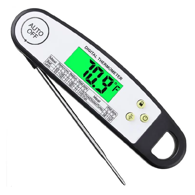 

Водонепроницаемый электронный цифровой термометр для барбекю, складной зонд для измерения температуры мяса, пищи, ночного видения, с подсв...