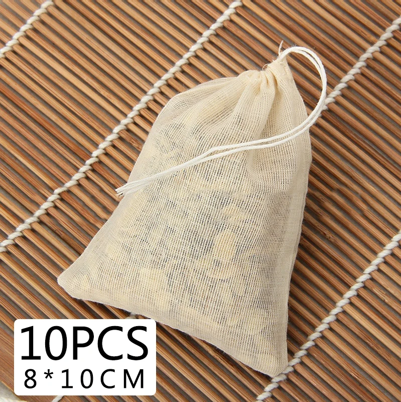 10Pcs Cotton Muslin Drawstring Empty Filter Bag Teabags For Tea Separate Spice Herb Flavoring Cooking Kitchen Accessaries 8x10cm
10Pcs Cotton Muslin Drawstring Empty Filter Bag Teabags For Tea Separate Spice Herb Flavoring Cooking Kitchen Accessaries 8x10cm