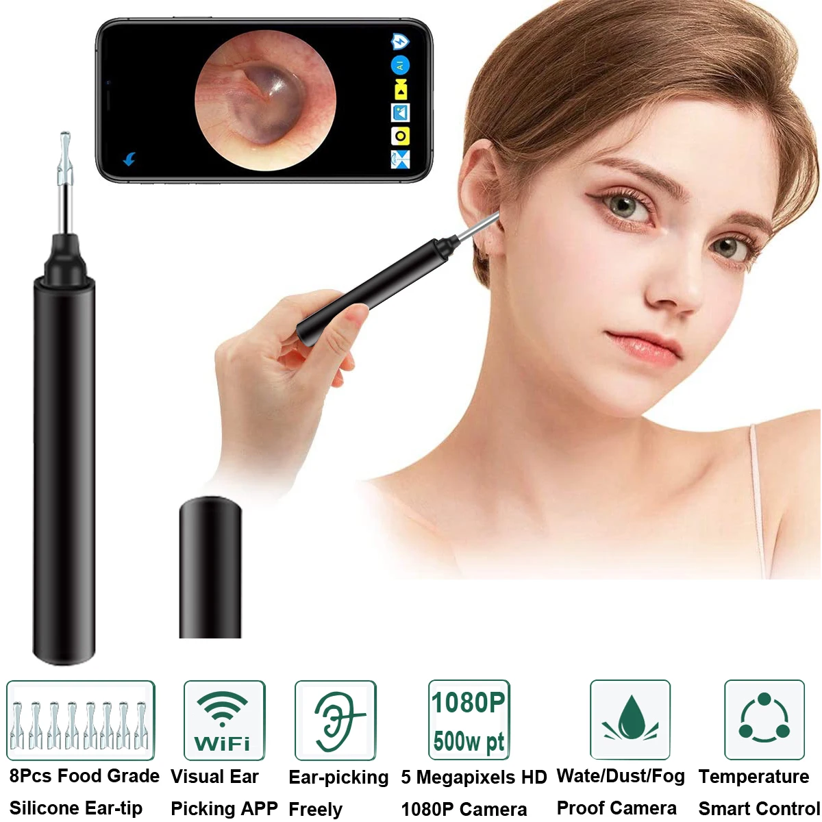 NEW Wireless WiFi Medical In Ear Cleaning Endoscope Spoon Mini Camera Ear Picker Ear Wax Removal Visual Ear Mouth Nose Otoscope
NEW Wireless WiFi Medical In Ear Cleaning Endoscope Spoon Mini Camera Ear Picker Ear Wax Removal Visual Ear Mouth Nose Otoscope