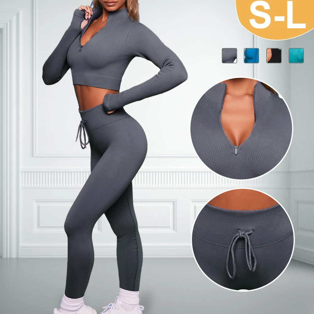 Women Seamless Yoga Gym Set Sexy Zipper Long Sleeve Drawstring High Waist Leggings Workout Clothes For Women Sportwear Women Set
Women Seamless Yoga Gym Set Sexy Zipper Long Sleeve Drawstring High Waist Leggings Workout Clothes For Women Sportwear Women Set
