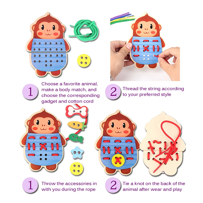 Cartoon Animal Wooden Rope Game Baby Wooden DIY Funny Animal Traffic Puzzle Lacing Card Handwork For Children Education Kids Toy
Cartoon Animal Wooden Rope Game Baby Wooden DIY Funny Animal Traffic Puzzle Lacing Card Handwork For Children Education Kids Toy