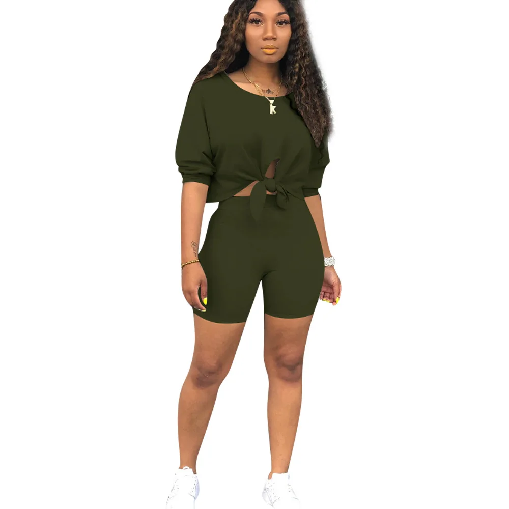 Trendy Workout Two Piece Tracksuits Women Clothing Bow Tie Full Sleeve Loose Crop Top Fitness Short Jogger Summer Club Outfits
Trendy Workout Two Piece Tracksuits Women Clothing Bow Tie Full Sleeve Loose Crop Top Fitness Short Jogger Summer Club Outfits