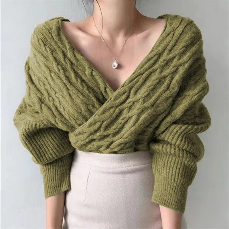 V-Neck Autumn Knitted Sweater Women Long Sleeve Casual Winter Jumpers Loose Cropped Pullovers Off Shoulder Korean 2021
V-Neck Autumn Knitted Sweater Women Long Sleeve Casual Winter Jumpers Loose Cropped Pullovers Off Shoulder Korean 2021