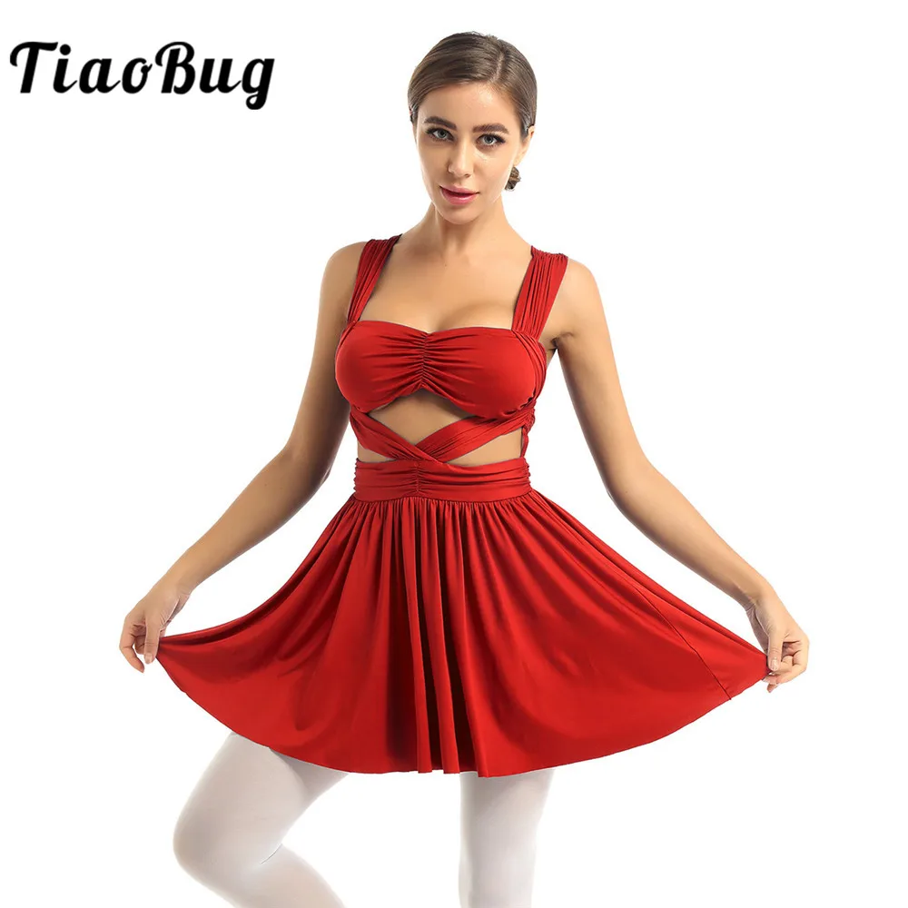 Women Wide Shoulder Straps Waist Cut Out Flared Dresses Stage Performance Contemporary Lyrical Dance Costume Modern Ballet Dress
Women Wide Shoulder Straps Waist Cut Out Flared Dresses Stage Performance Contemporary Lyrical Dance Costume Modern Ballet Dress