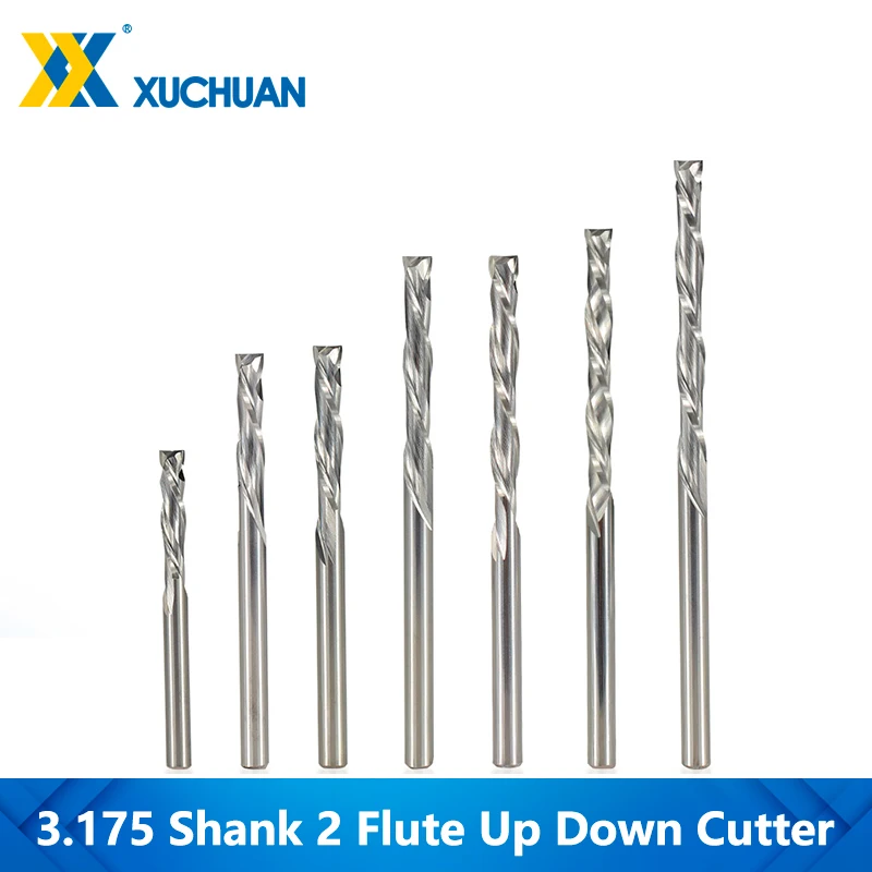 2 Flute End Mill Spiral Router Bits 3.175mm Shank Up Down Cutter CNC Router Bit Tungsten Carbide End Mill Engraving Drill Bit
2 Flute End Mill Spiral Router Bits 3.175mm Shank Up Down Cutter CNC Router Bit Tungsten Carbide End Mill Engraving Drill Bit