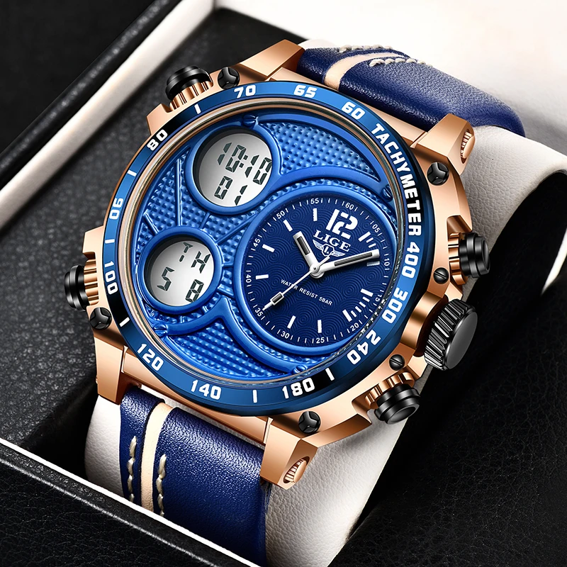 2021 LIGE Sport Men Quartz Digital Watch Creative Diving Watches Men Waterproof Alarm Watch Dual Display Clock Relogio Masculino 
2021 LIGE Sport Men Quartz Digital Watch Creative Diving Watches Men Waterproof Alarm Watch Dual Display Clock Relogio Masculino