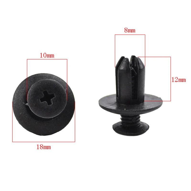 100pcs Fastener clips 8mm Door Rivet Plastic Cars Lined Cover Push pins Accessory Bumpers Fender Replacement Black Useful
100pcs Fastener clips 8mm Door Rivet Plastic Cars Lined Cover Push pins Accessory Bumpers Fender Replacement Black Useful