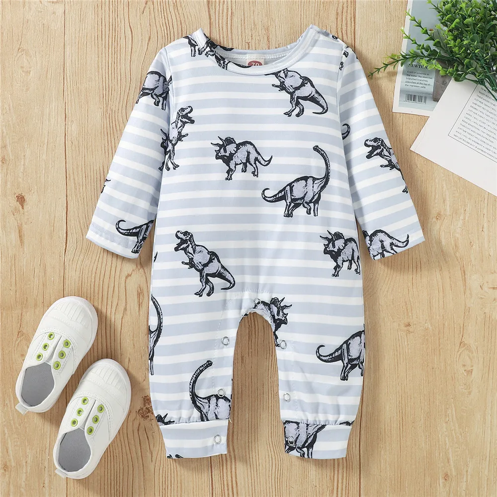 Baby Stripe Dinosaur Print Romper Newborn Boys Long Sleeve O-neck Jumpsuit for Spring Autumn Cotton Clothing
Baby Stripe Dinosaur Print Romper Newborn Boys Long Sleeve O-neck Jumpsuit for Spring Autumn Cotton Clothing
