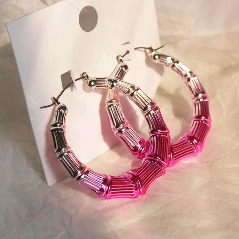 HuaTang New Punk Colorful Bamboo Alloy Hoop Earring Exaggerated Twisted Big Circle Earring for Women Men Hip Hop Party Jewelry
HuaTang New Punk Colorful Bamboo Alloy Hoop Earring Exaggerated Twisted Big Circle Earring for Women Men Hip Hop Party Jewelry
