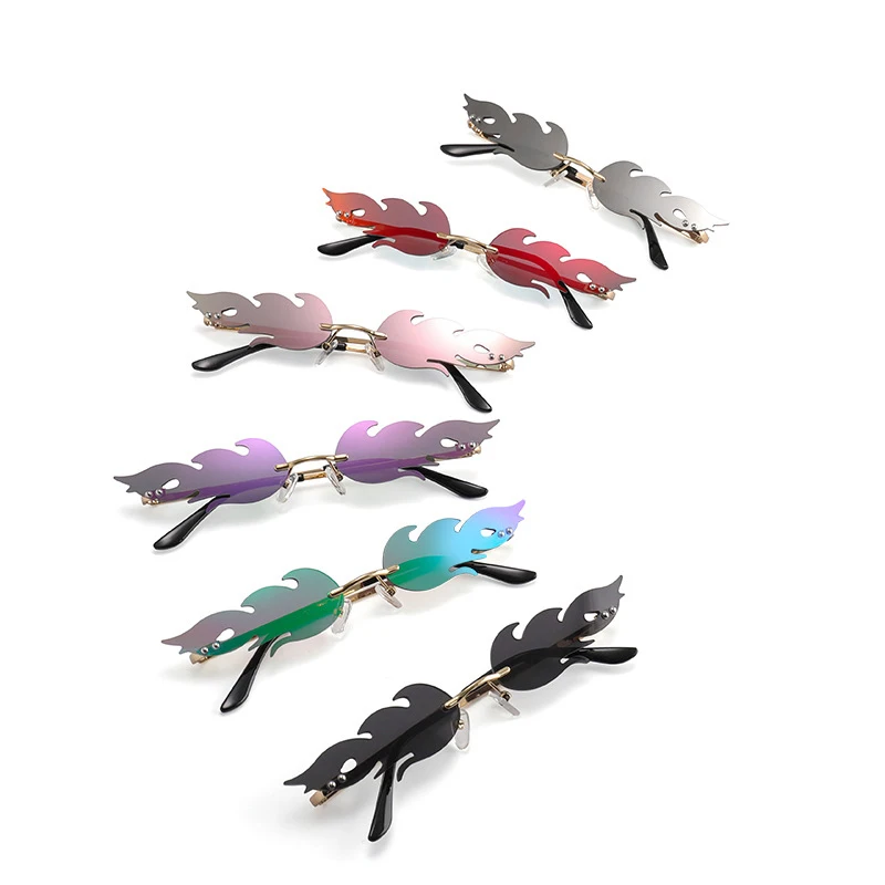 Luxury Fashion Fire Flame Sunglasses Women Rimless Wave Sun Glasses Metal Shades For Vintage Women Mirror Eyewear UV400
Luxury Fashion Fire Flame Sunglasses Women Rimless Wave Sun Glasses Metal Shades For Vintage Women Mirror Eyewear UV400