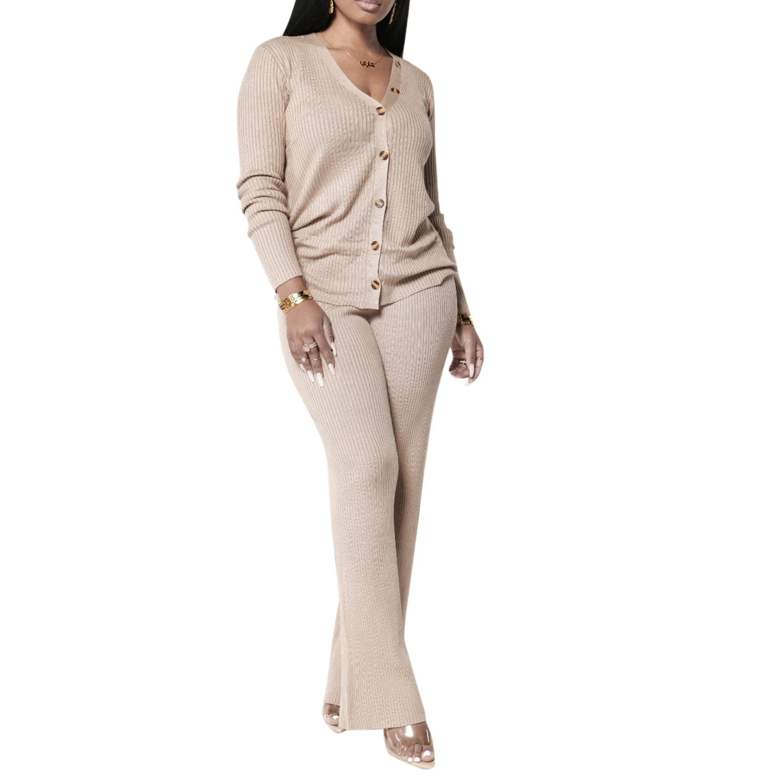 Women’s Two Piece Outfits, Long Sleeve V Neck Button Down Loose Top and Pants Set Loungewear
Women’s Two Piece Outfits, Long Sleeve V Neck Button Down Loose Top and Pants Set Loungewear