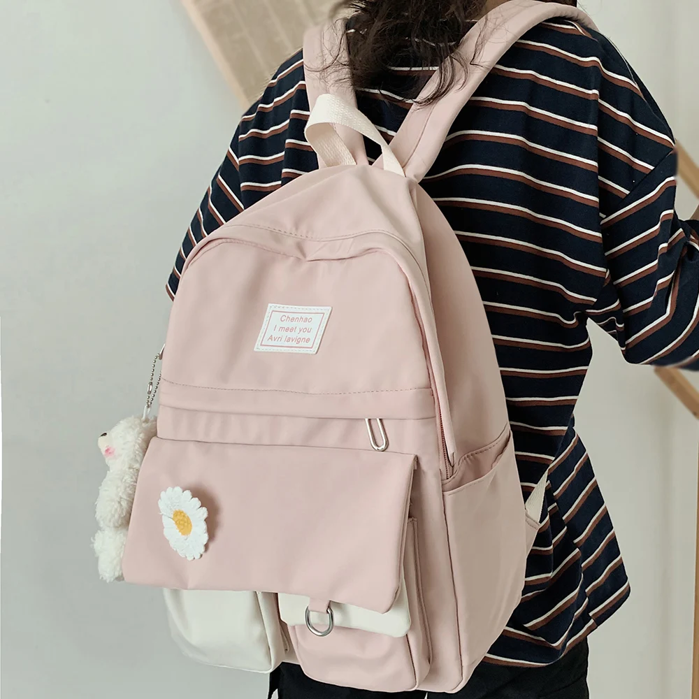 

FAKUNTN Fashion College Student Ladie Cute Backpack Women Flower Female Harajuku School Bag Book Kawaii Backpack Girl Trendy Bag