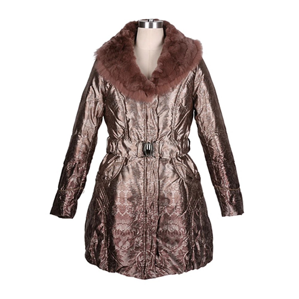 Gowani Fur Collar Down Jacket Brown Print Belted Waist Winter Clothes for Women 
Gowani Fur Collar Down Jacket Brown Print Belted Waist Winter Clothes for Women