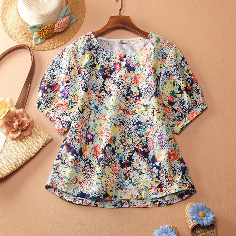 New 2020 Summer Short-Sleeved Shirts Women Printed Cotton Wild Ladies Blouses and Tops Round Neck Women Clothing
New 2020 Summer Short-Sleeved Shirts Women Printed Cotton Wild Ladies Blouses and Tops Round Neck Women Clothing