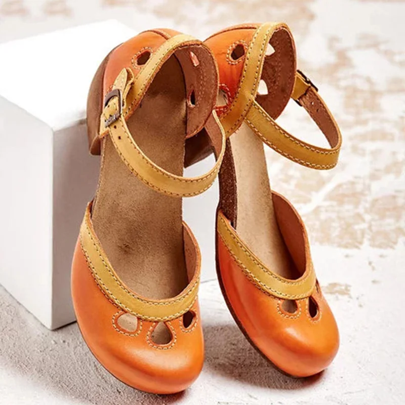 2021 New Women Sandals Retro Hollow Out Mid Heel Summer Shoes Color Block Ankle Buckle Strap Casual Ladies Pumps Plus Size 35-43
2021 New Women Sandals Retro Hollow Out Mid Heel Summer Shoes Color Block Ankle Buckle Strap Casual Ladies Pumps Plus Size 35-43