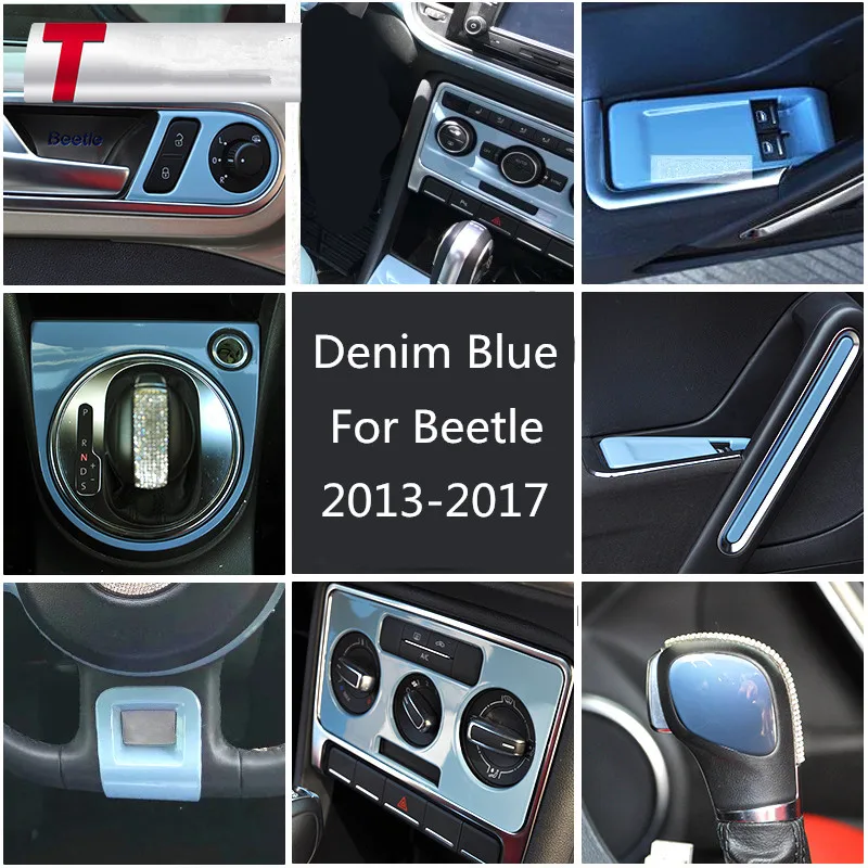 Interior Styling Denim Blue Shift Knob Cover AC Control Panel Moulding Trim Handle Sticker For Volkswagen Beetle 2013 - 2017 
Interior Styling Denim Blue Shift Knob Cover AC Control Panel Moulding Trim Handle Sticker For Volkswagen Beetle 2013 - 2017