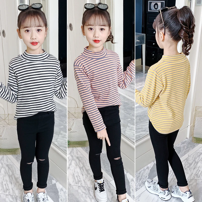 Girls' Sweatshirts Winter Plus Velvet T-shirts For Girls Clothing Children Striped Bottoming Shirts Thick Warm Turtleneck Tops
Girls' Sweatshirts Winter Plus Velvet T-shirts For Girls Clothing Children Striped Bottoming Shirts Thick Warm Turtleneck Tops