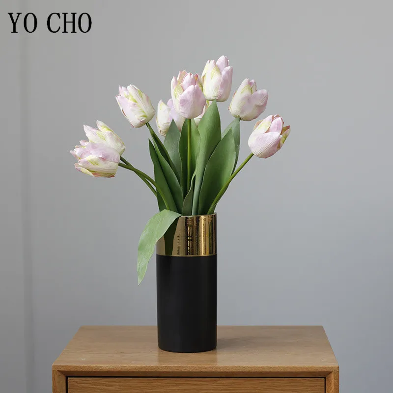 

Real Touch Tulips Big Tulip Artificial Flower Bouquet Fake Flower for Home Gift Wedding Decorative Flowers flores artificiales