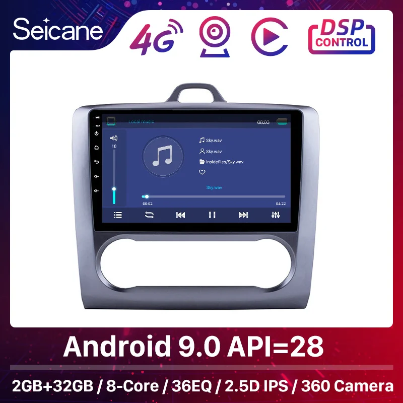 Автомобильный мультимедийный плеер Seicane, 9 дюймов, Android 9,0, GPS-навигатор, сенсорный экран для Ford Focus Exi AT 2004, 2005, 2006-2011
Автомобильный мультимедийный плеер Seicane, 9 дюймов, Android 9,0, GPS-навигатор, сенсорный экран для Ford Focus Exi AT 2004, 2005, 2006-2011