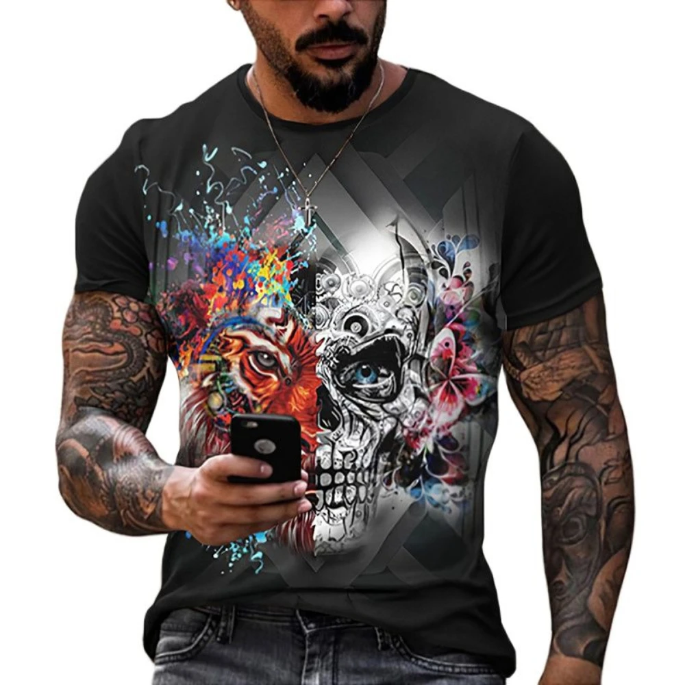 Skull 3D printed T-shirt men's and women's loose casual tops plus street trend summer fashion round neck short-sleeved shirts
Skull 3D printed T-shirt men's and women's loose casual tops plus street trend summer fashion round neck short-sleeved shirts