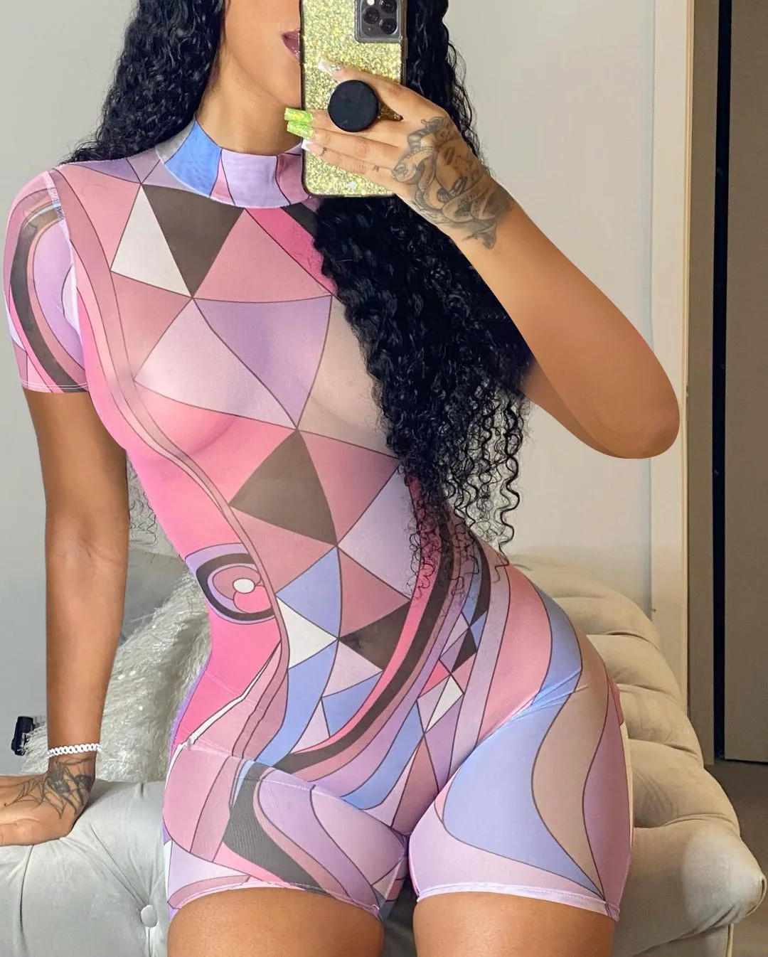 Sheer Mesh Patchwork Print Short Sleeve Playsuit Skinny Bodycon Sexy Rompers Women Party Club Outfits Jumpsuit Summer
Sheer Mesh Patchwork Print Short Sleeve Playsuit Skinny Bodycon Sexy Rompers Women Party Club Outfits Jumpsuit Summer